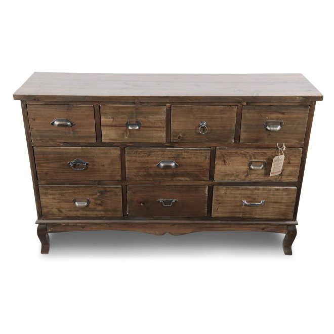 Commode Grainetier 10 Tiroirs Bois 125x35x80cm