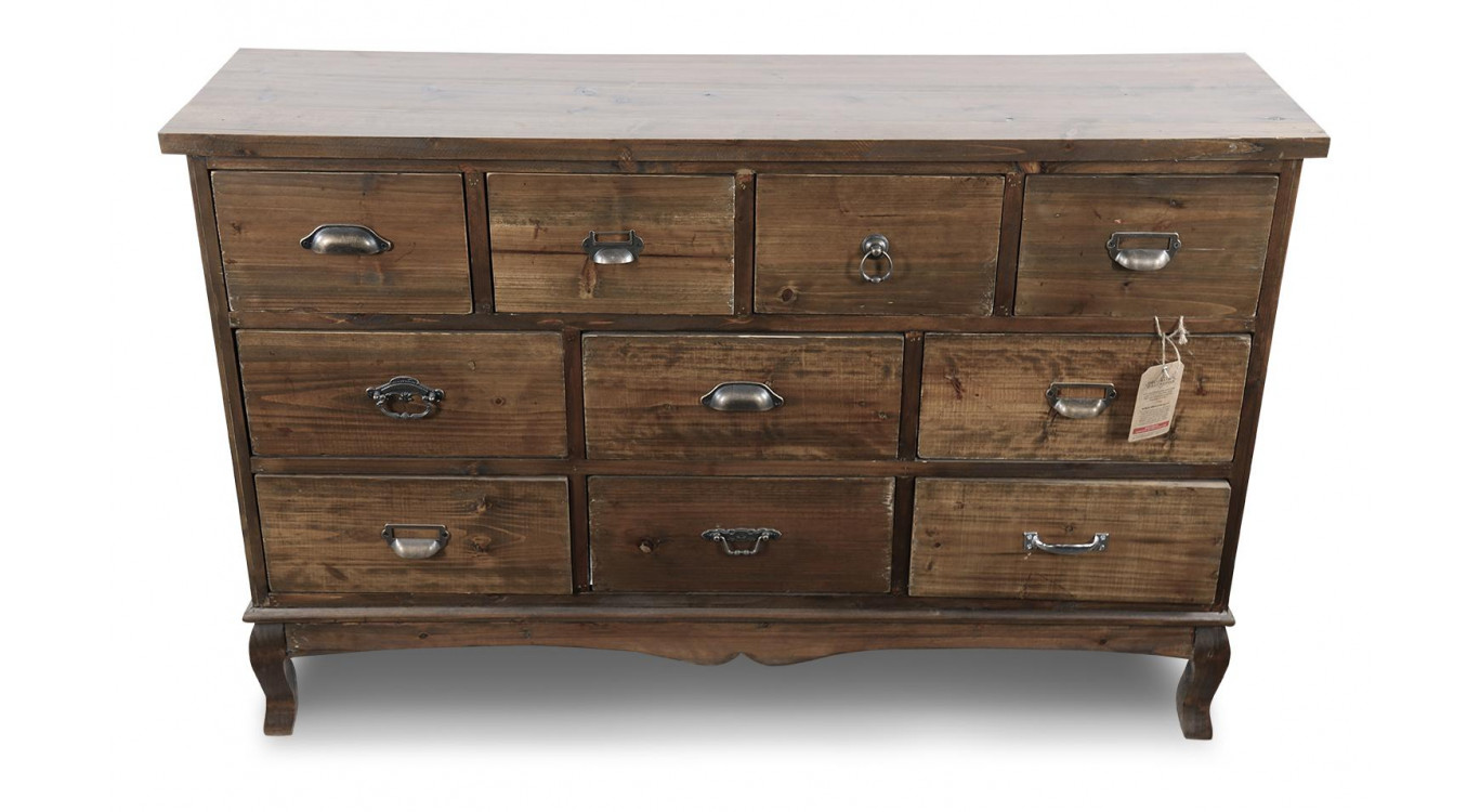 Kommode Grainetier 10 Schubladen Holz 125x35x80cm