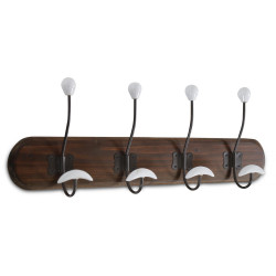 Patère Portemanteau Bois 8 Accroches 60x9x21cm