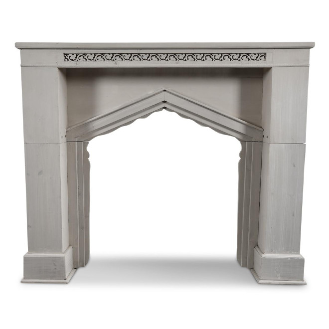 Encadrement Manteau Cheminée Bois Cerusé Blanc 120x18x101cm