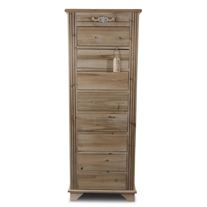 Chiffonnier 8 Tiroirs Bois Nu 54.5x33x146.5cm