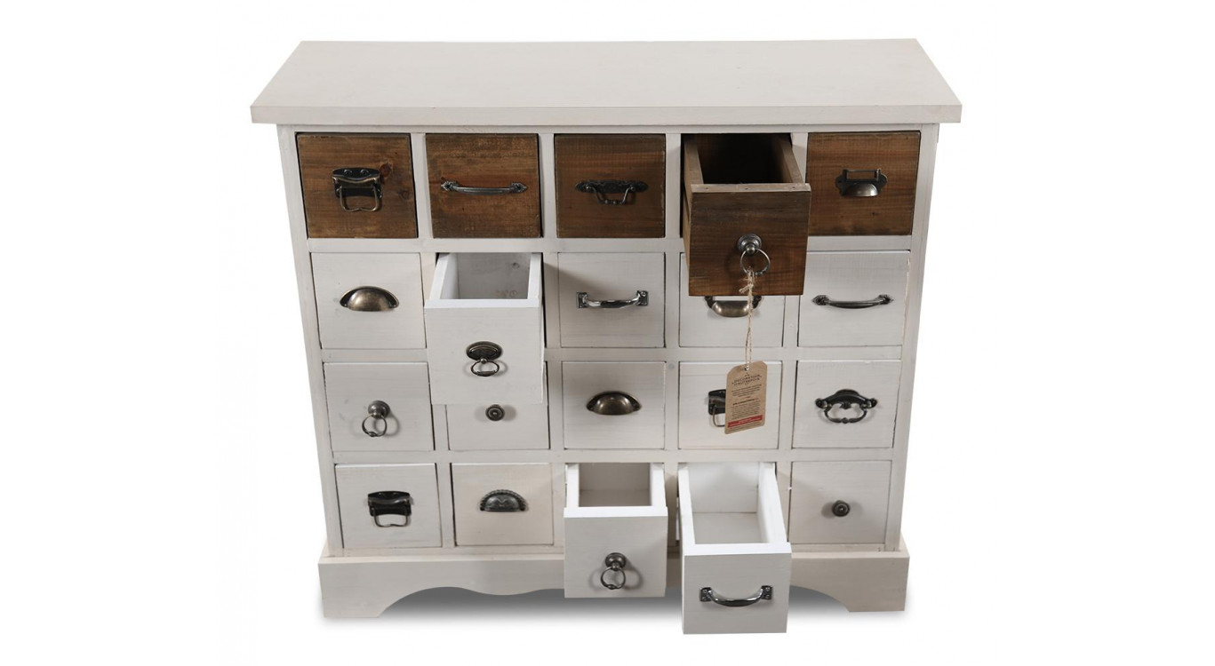 Kommode 20 Schubladen Holz Weiß 92x32.5x84cm