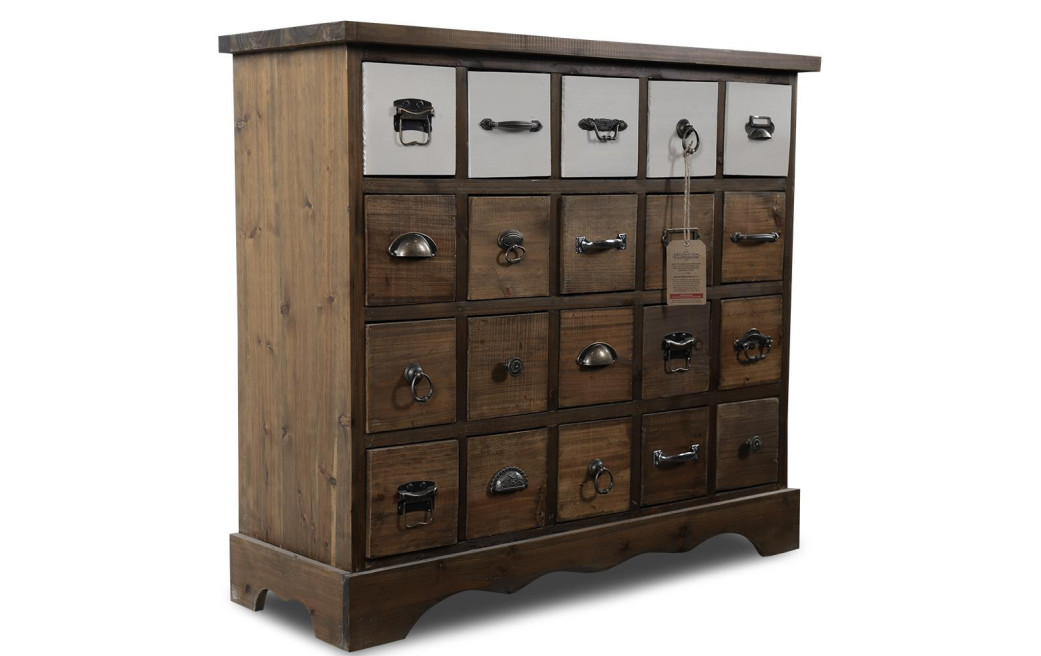 Commode 20 Tiroirs Bois 92x33x83.5cm