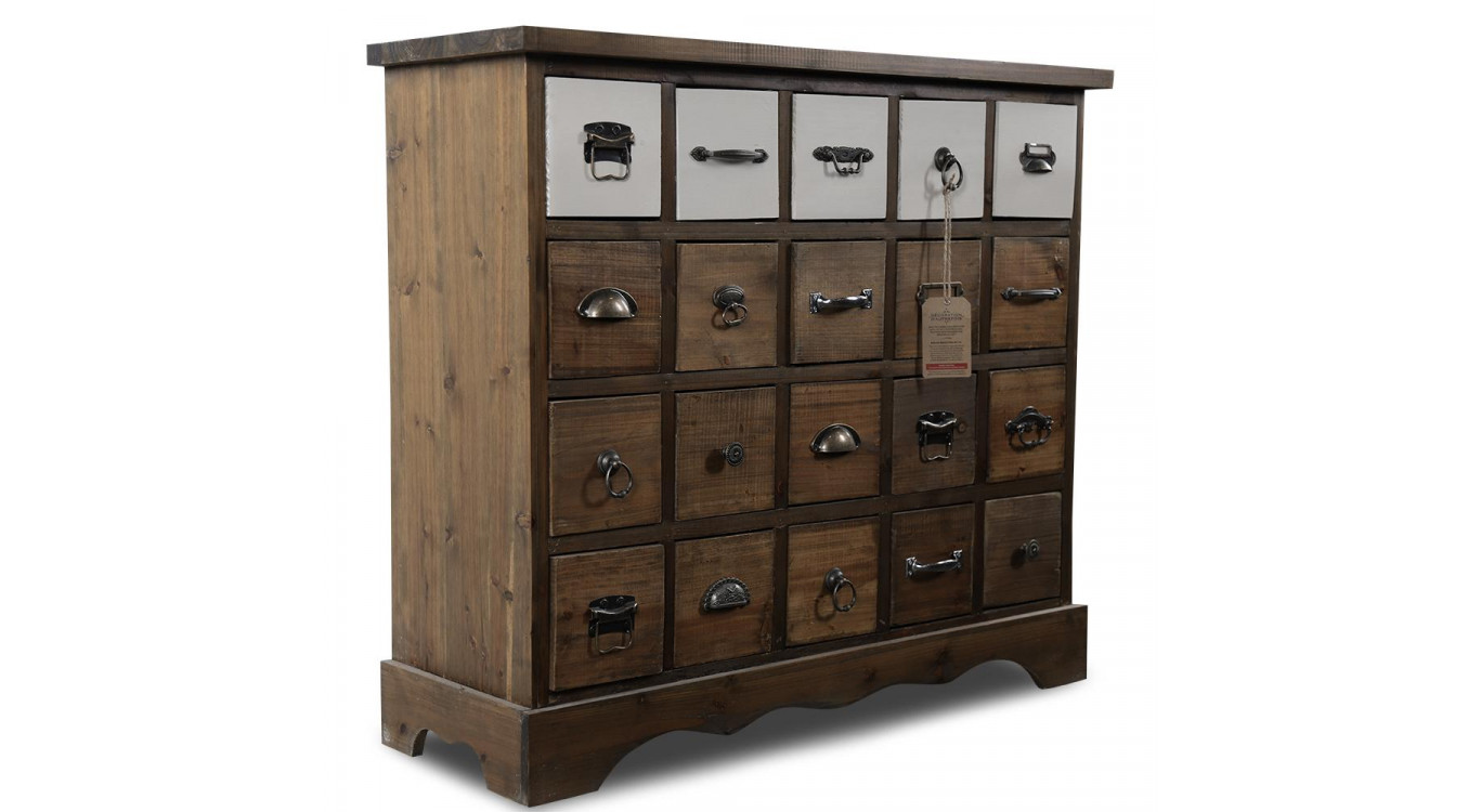 Commode 20 Tiroirs Bois 92x33x83.5cm