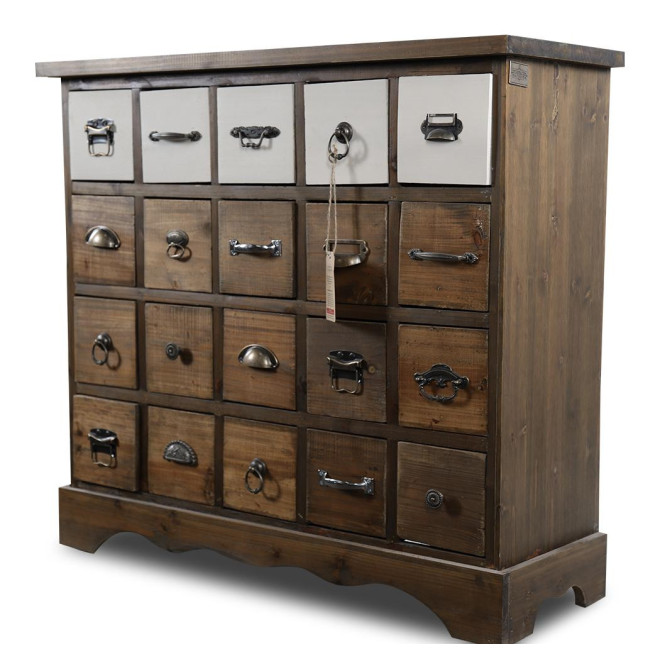 Commode 20 Tiroirs Bois 92x33x83.5cm