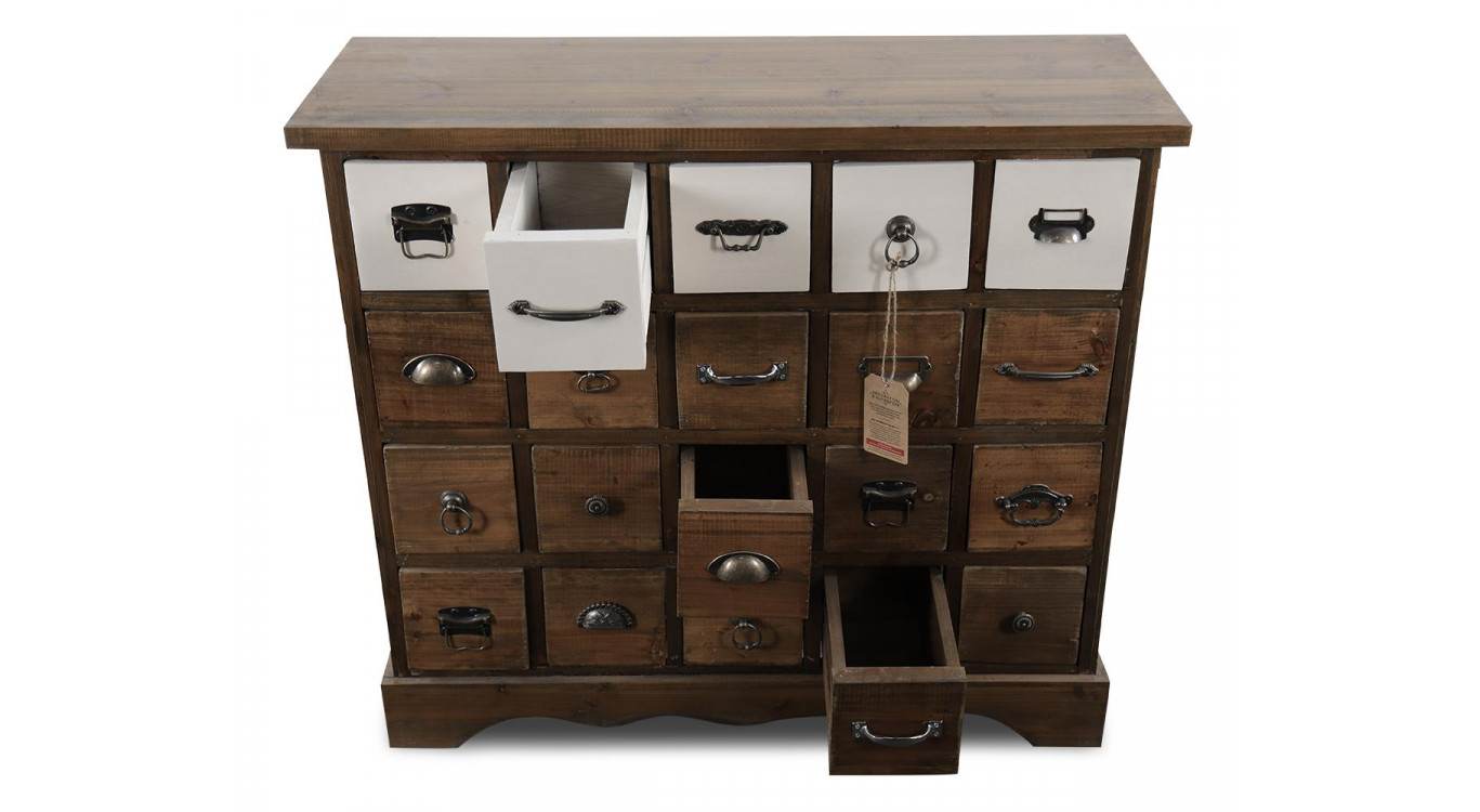 Commode 20 Tiroirs Bois 92x33x83.5cm
