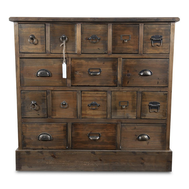 Commode Grainetier 16 Tiroirs Bois 96x35x92cm