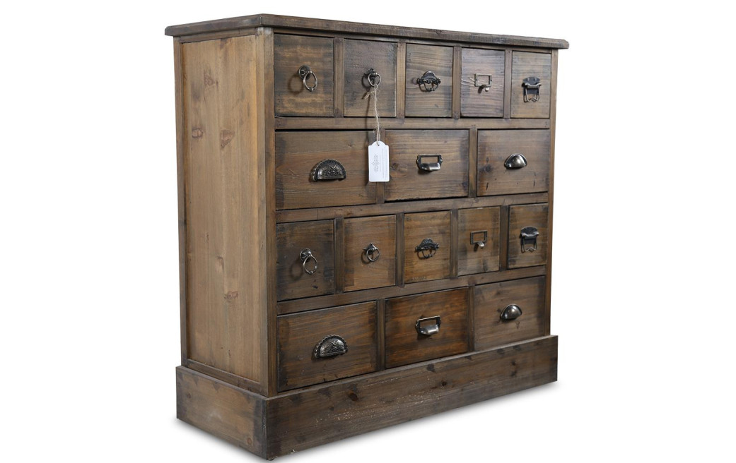 Commode Grainetier 16 Tiroirs Bois 96x35x92cm