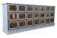 Credenza a 21 cassetti in legno blu antico 192x40.5x76cm
