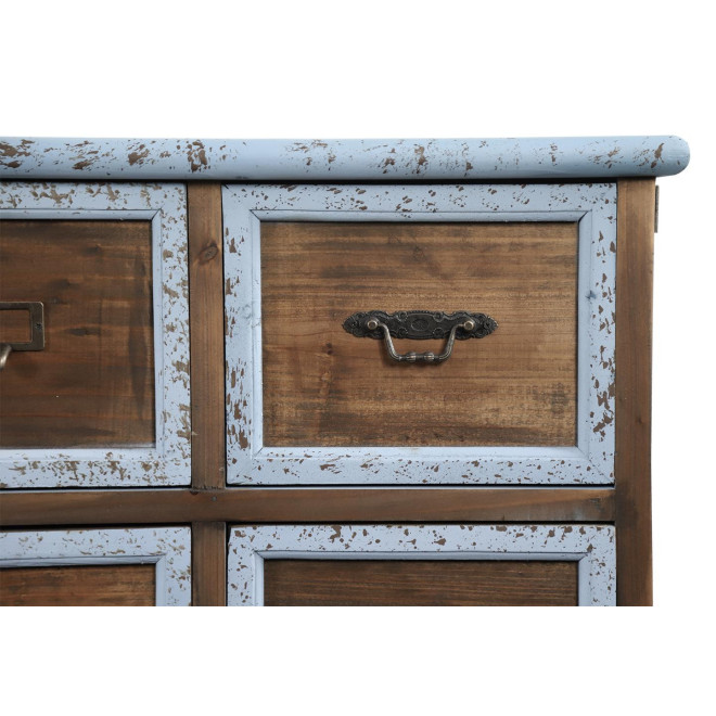 Bahut 21 Tiroirs Bois Bleu Vieilli 192x40.5x76cm