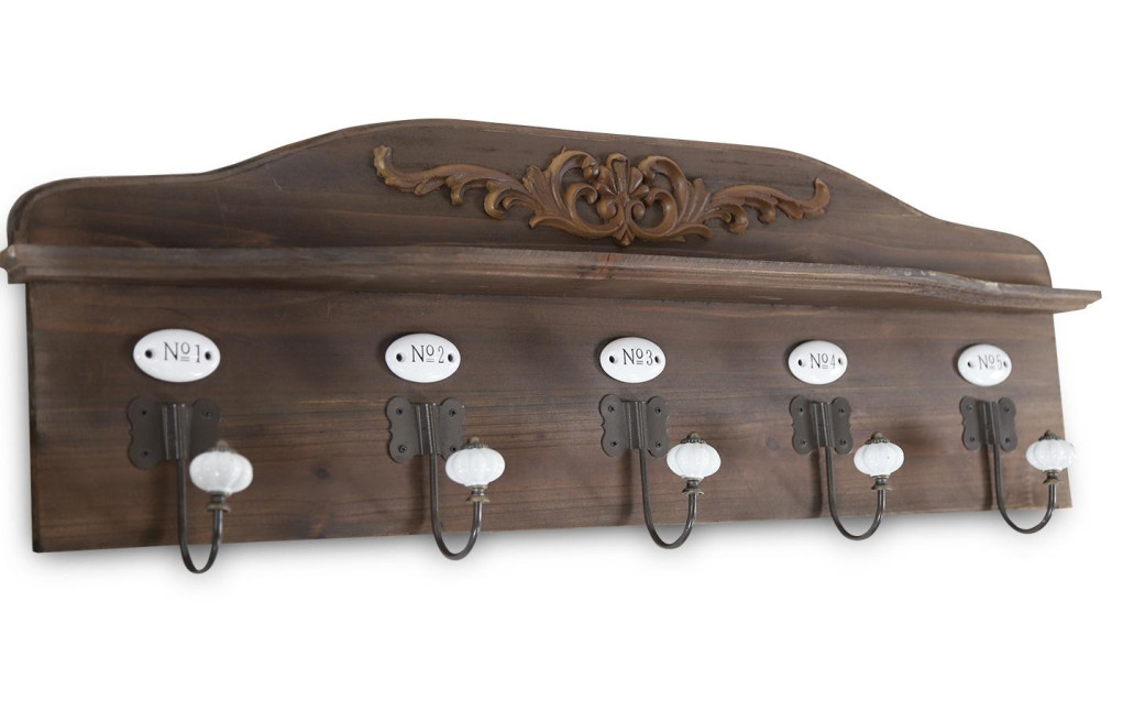 Patère Portemanteau Bois 5 Accroches 81x9x28cm