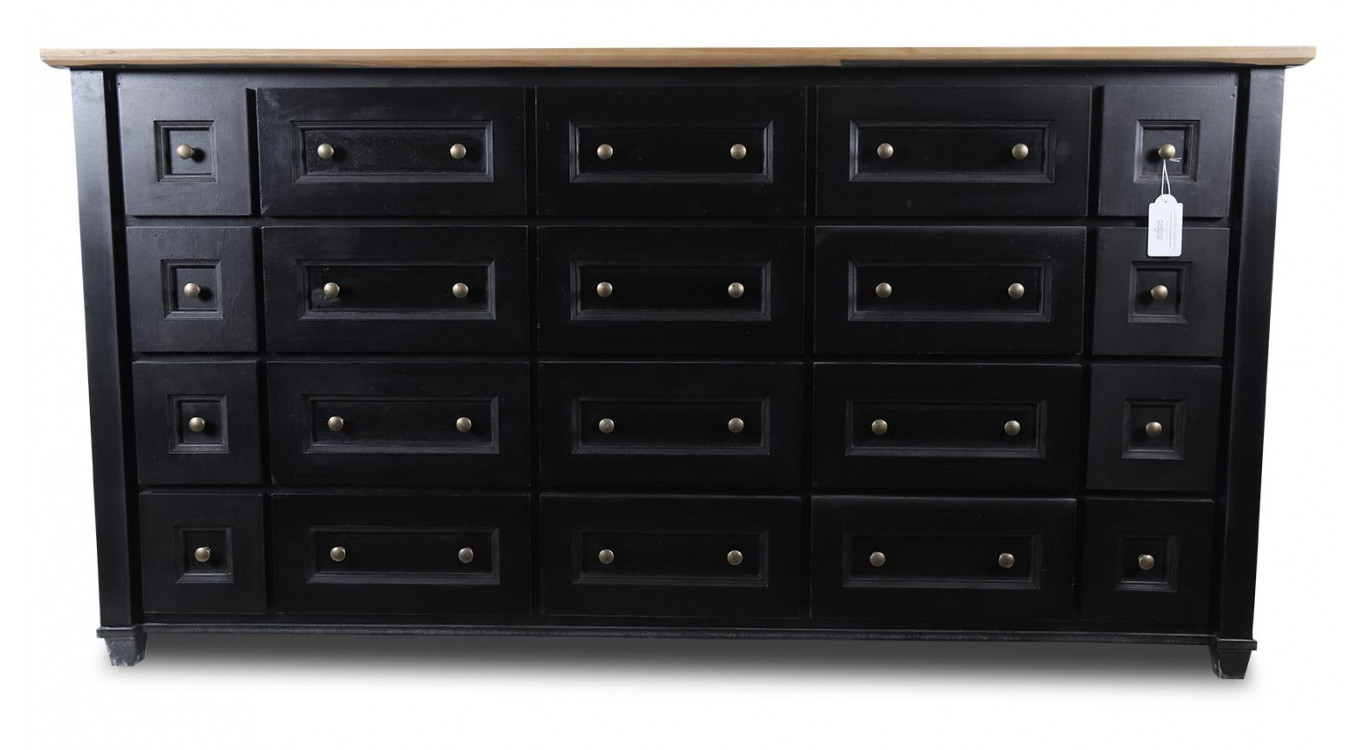 Bahut Grainetier 20 Schubladen Holz Schwarz 184x49x94.8cm