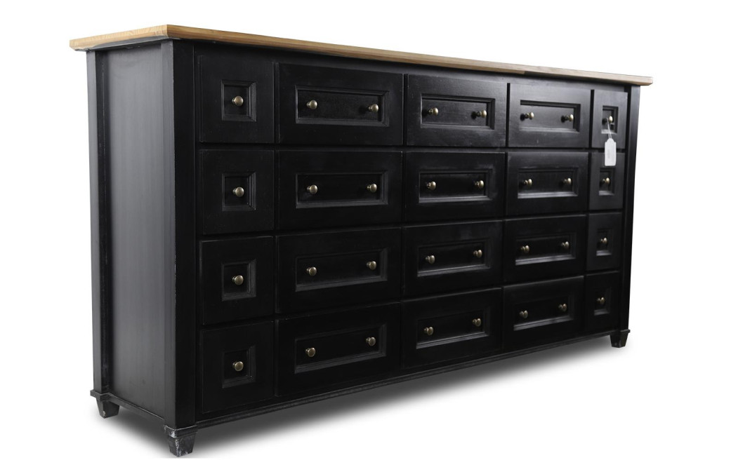 Bahut Grainetier 20 Schubladen Holz Schwarz 184x49x94.8cm