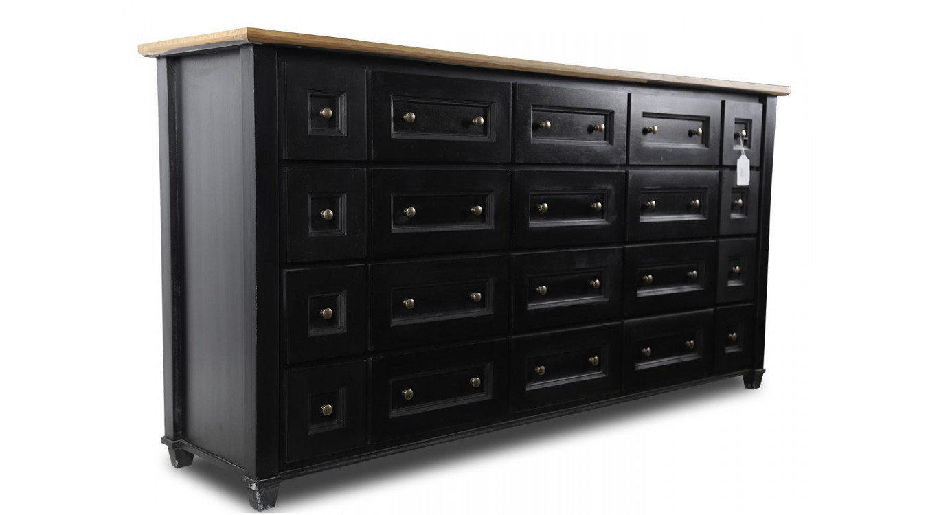 Bahut Grainetier 20 Schubladen Holz Schwarz 184x49x94.8cm