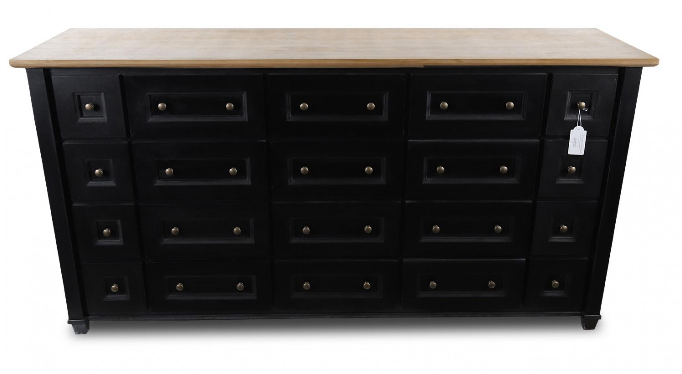 Bahut Grainetier 20 Schubladen Holz Schwarz 184x49x94.8cm