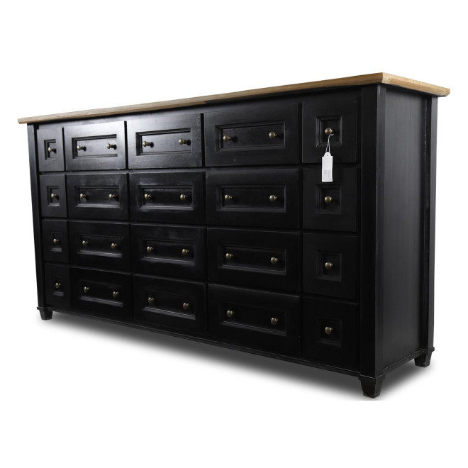 Bahut Grainetier 20 Schubladen Holz Schwarz 184x49x94.8cm