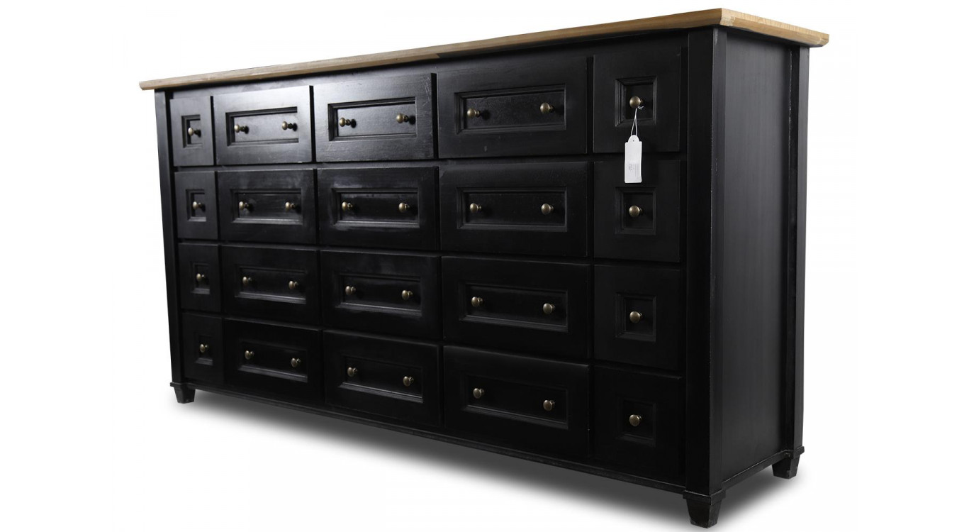 Bahut Grainetier 20 Schubladen Holz Schwarz 184x49x94.8cm