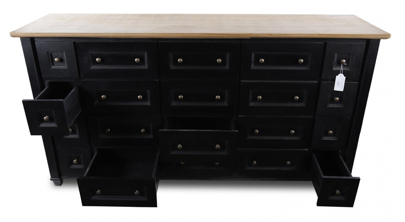 Bahut Grainetier 20 Schubladen Holz Schwarz 184x49x94.8cm