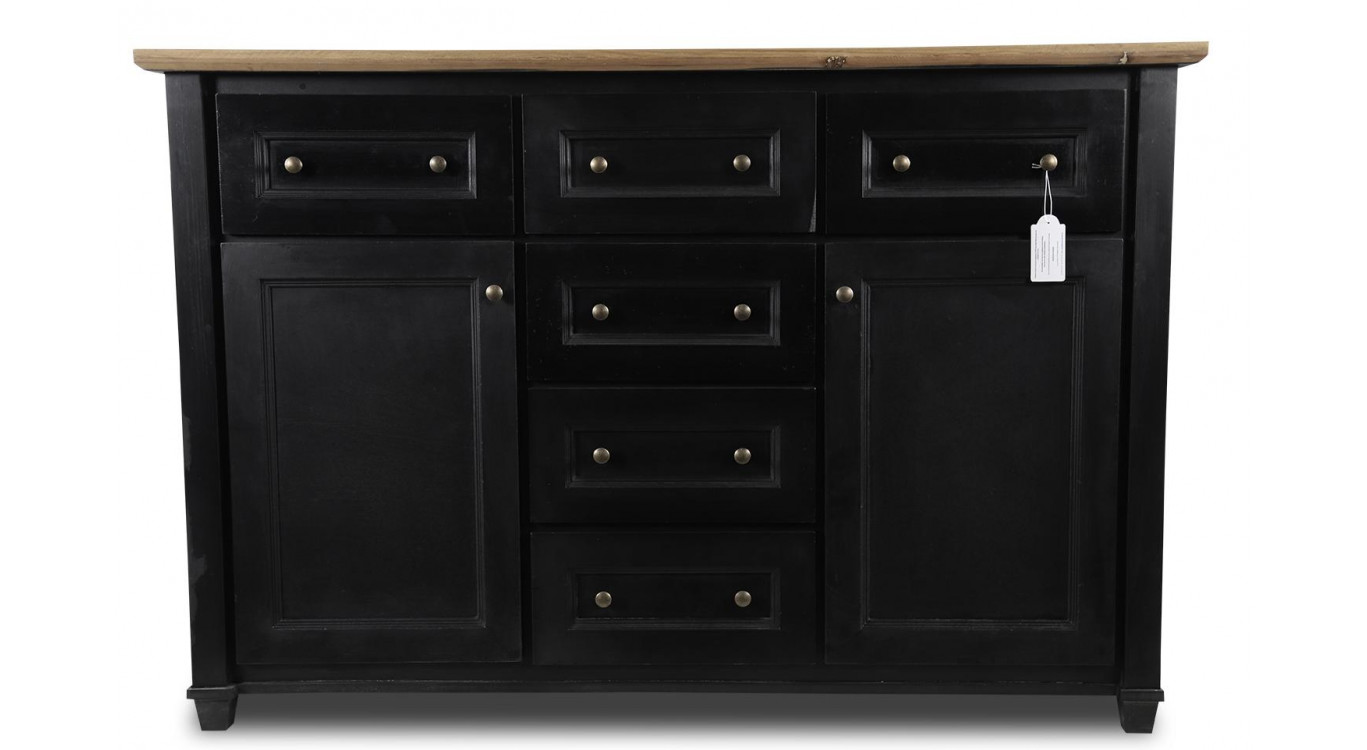 Sideboard mit 6 Schubladen Holz Schwarz 142x49x94.8cm