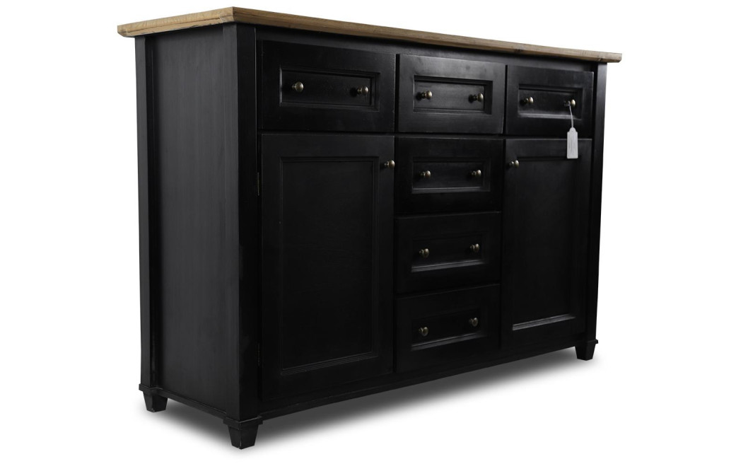 Sideboard mit 6 Schubladen Holz Schwarz 142x49x94.8cm