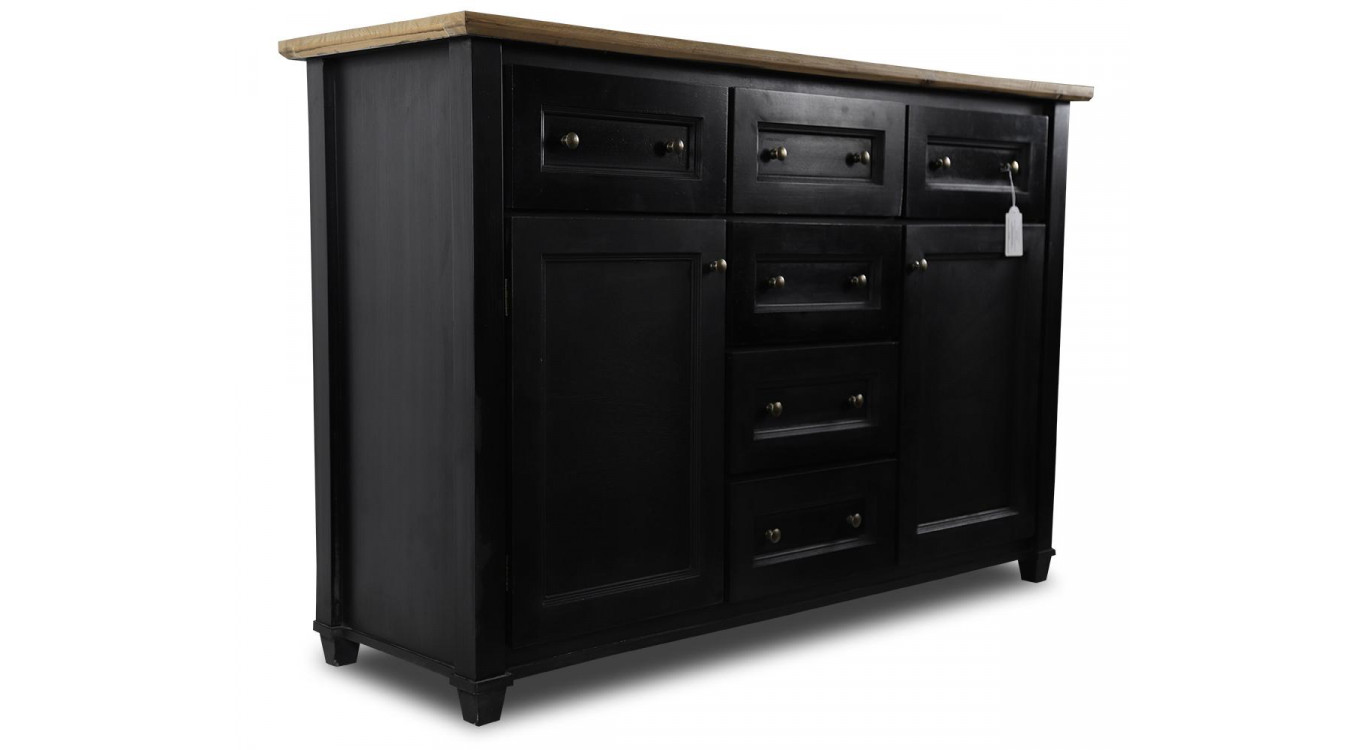 Sideboard mit 6 Schubladen Holz Schwarz 142x49x94.8cm