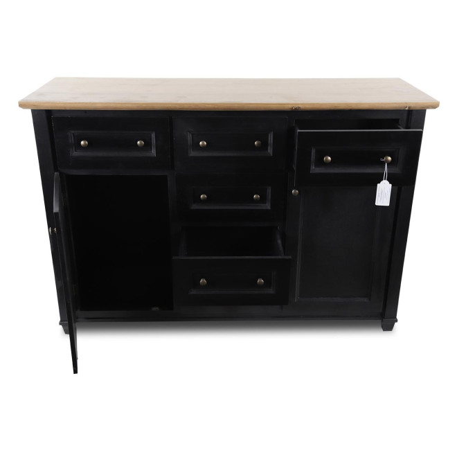 Sideboard mit 6 Schubladen Holz Schwarz 142x49x94.8cm