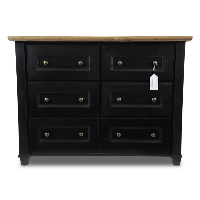 Kommode mit 6 Schubladen Holz Schwarz 100x49x73.8cm