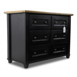 Kommode mit 6 Schubladen Holz Schwarz 100x49x73.8cm