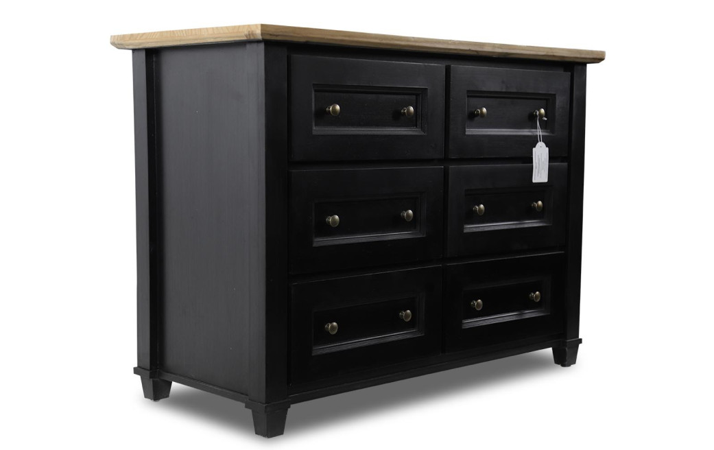 Kommode mit 6 Schubladen Holz Schwarz 100x49x73.8cm