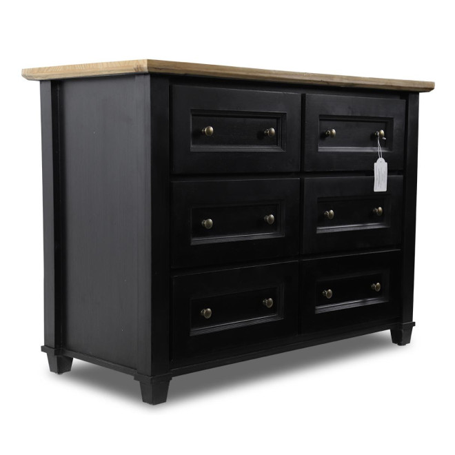 Kommode mit 6 Schubladen Holz Schwarz 100x49x73.8cm