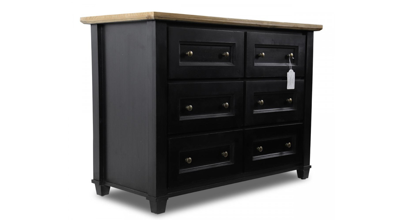 Kommode mit 6 Schubladen Holz Schwarz 100x49x73.8cm
