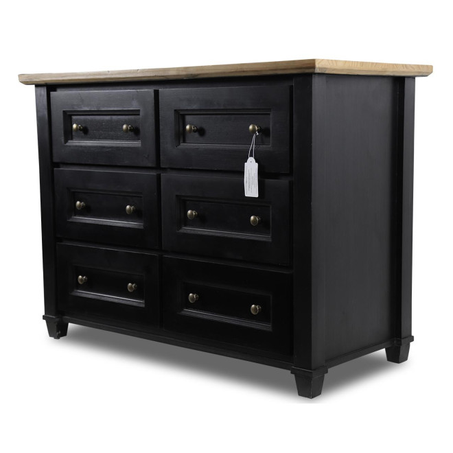 Kommode mit 6 Schubladen Holz Schwarz 100x49x73.8cm