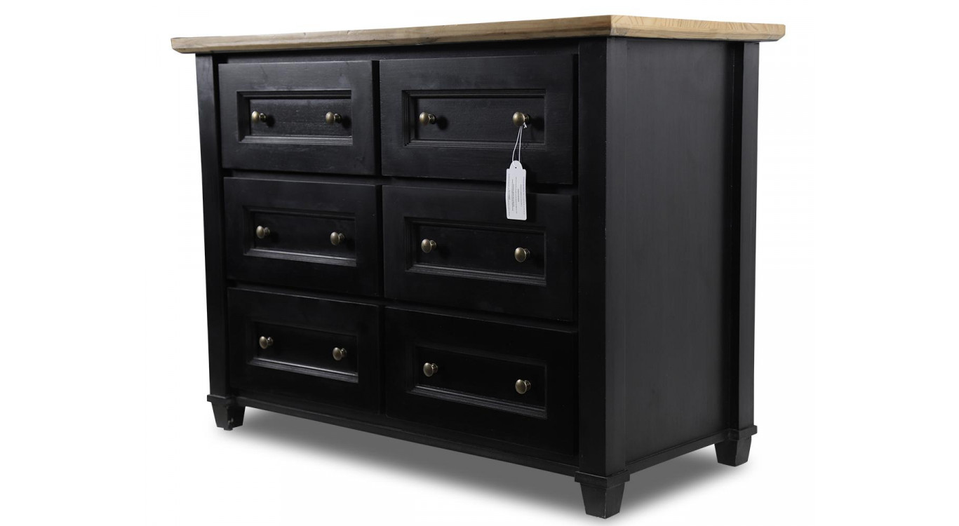 Kommode mit 6 Schubladen Holz Schwarz 100x49x73.8cm