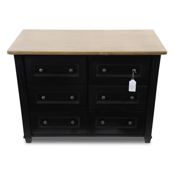 Commode 6 Tiroirs Bois Noir 100x49x73.8cm