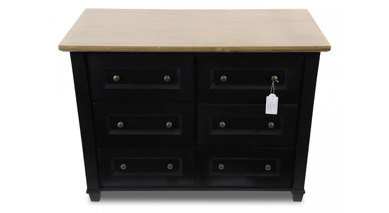 Kommode mit 6 Schubladen Holz Schwarz 100x49x73.8cm