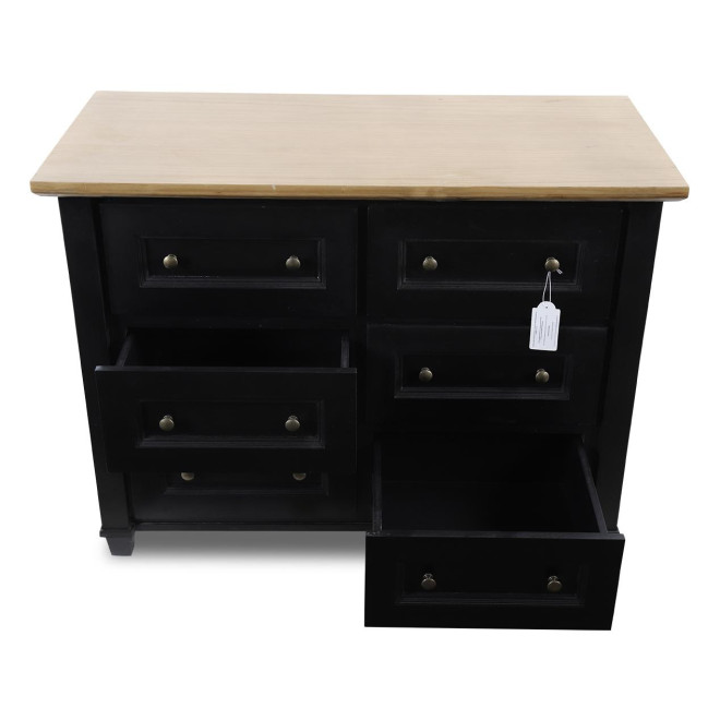Kommode mit 6 Schubladen Holz Schwarz 100x49x73.8cm