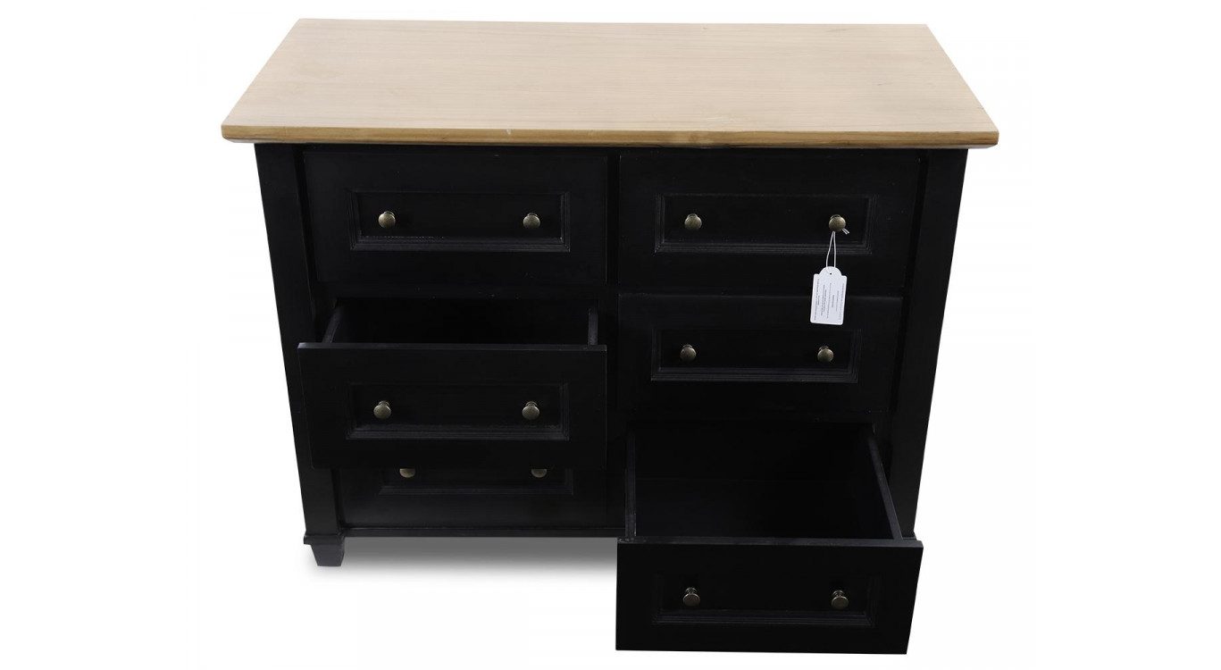 Kommode mit 6 Schubladen Holz Schwarz 100x49x73.8cm