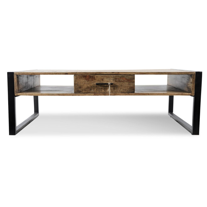 Table Basse 1 Tiroir Bois Marron 120x60x40cm