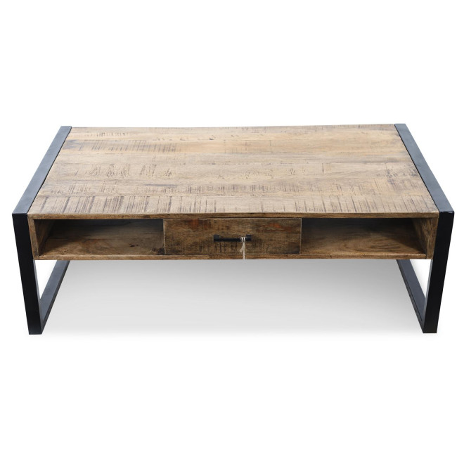 Table Basse 1 Tiroir Bois Marron 120x60x40cm