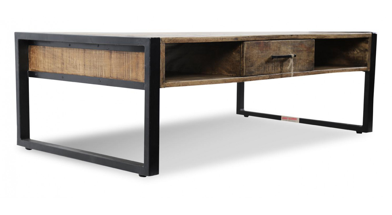 Niedriger Tisch 1 Schublade Holz Braun 120x60x40cm