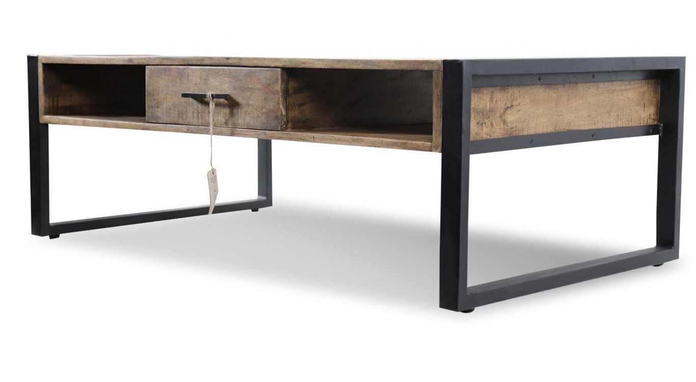 Niedriger Tisch 1 Schublade Holz Braun 120x60x40cm
