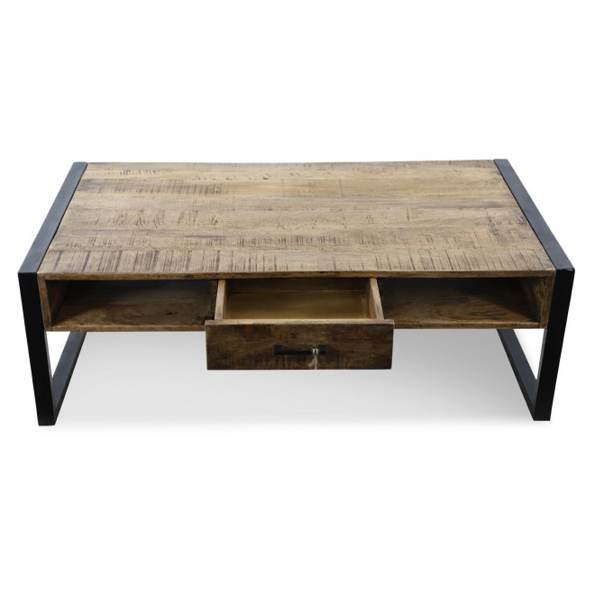 Table Basse 1 Tiroir Bois Marron 120x60x40cm