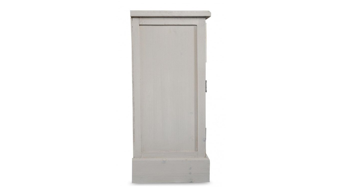Buffet 5 Tiroirs Bois Cerusé Blanc 124.5x33.5x72cm