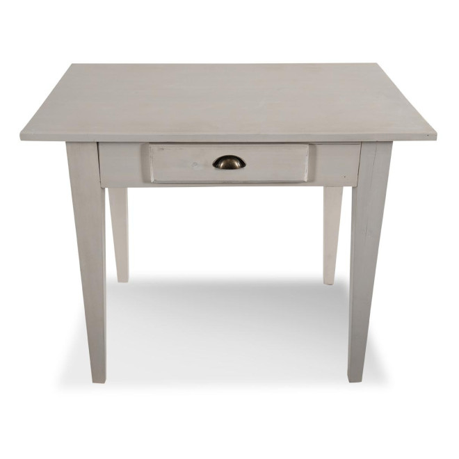 Table à Manger Bois 2 Tiroirs Cerusé Blanc 100.5x72.5x78cm