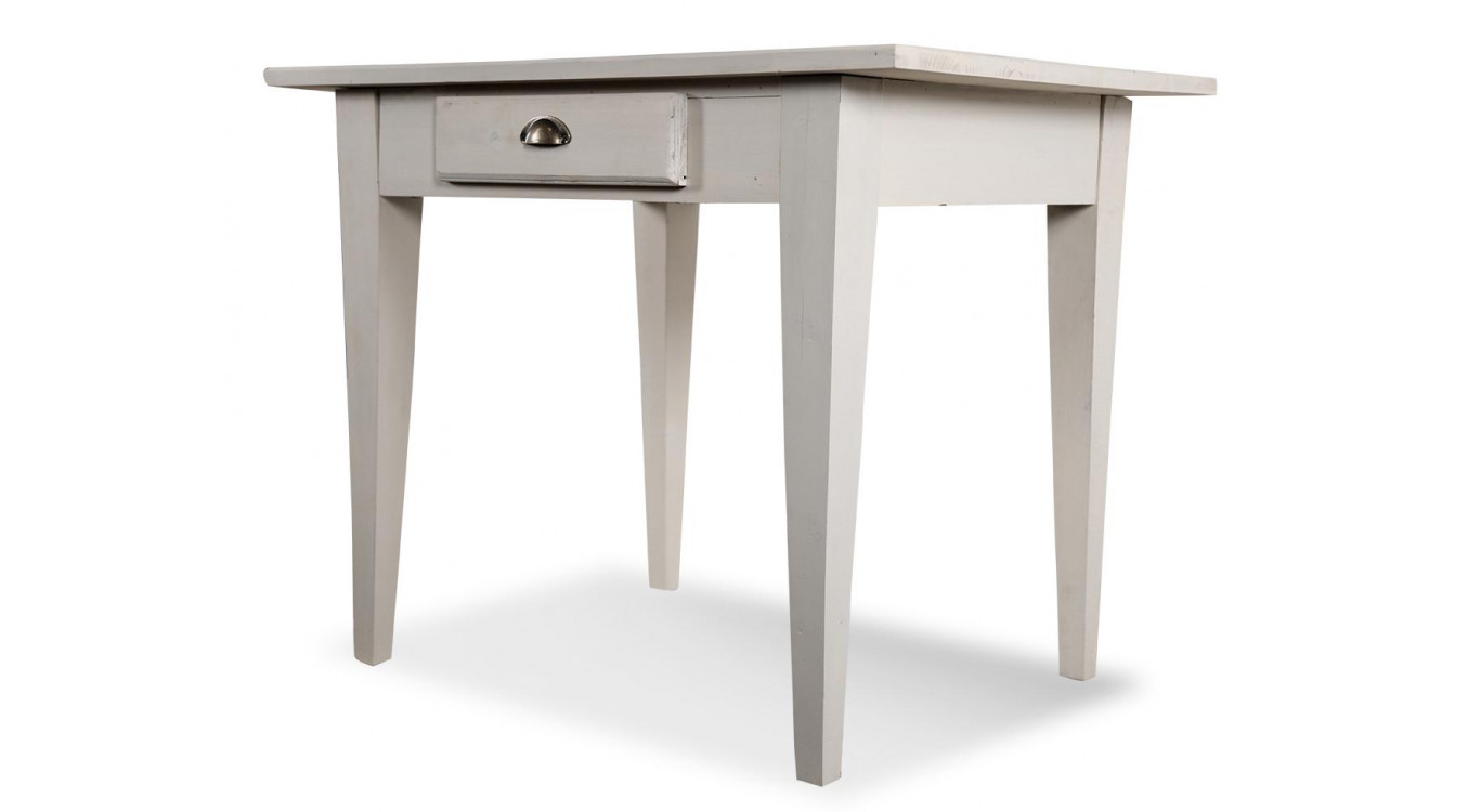 White 2-Drawer Wooden Dining Table 100.5x72.5x78cm