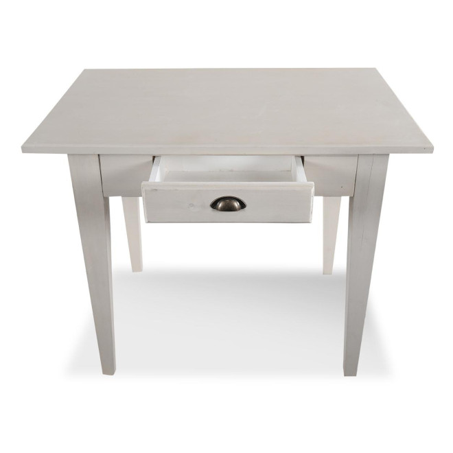 Table à Manger Bois 2 Tiroirs Cerusé Blanc 100.5x72.5x78cm