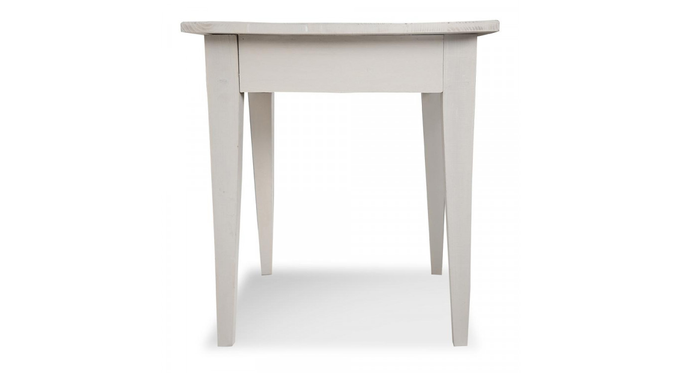 Table à Manger Bois 2 Tiroirs Cerusé Blanc 100.5x72.5x78cm