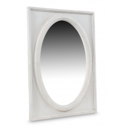 Antik Spiegel Oval Vertikal Holz Cerusé Weiß 55.5x3.5x72.5cm
