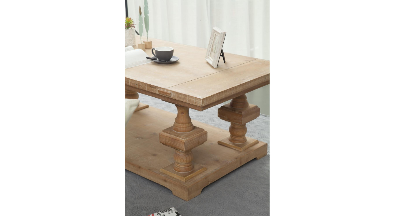 Table Basse Bois Naturel 130x70x52cm