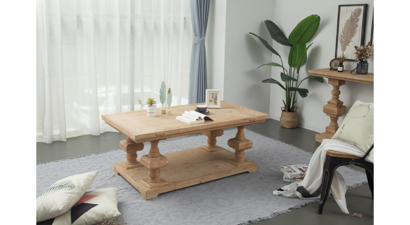 Table Basse Bois Naturel 130x70x52cm
